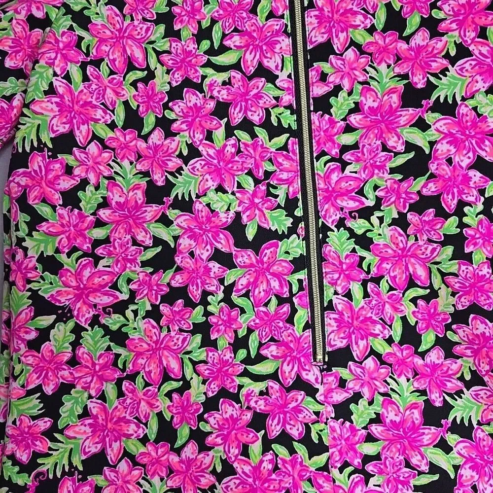 Lilly Pulitzer Girls Chrishell Dress in Onyx Floral Size LARGE 8-10  Puff Sleeve